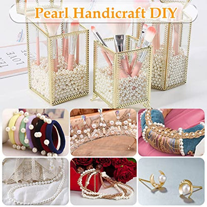 Pearl Beads for Craft, Anezus 500pcs Ivory Faux Fake Pearls, 10 MM Small Sew on Pearl Beads with Holes for Jewelry Making, Bracelets, Necklaces, Hairs, Crafts, Decoration and Vase Filler - size: 10 MM