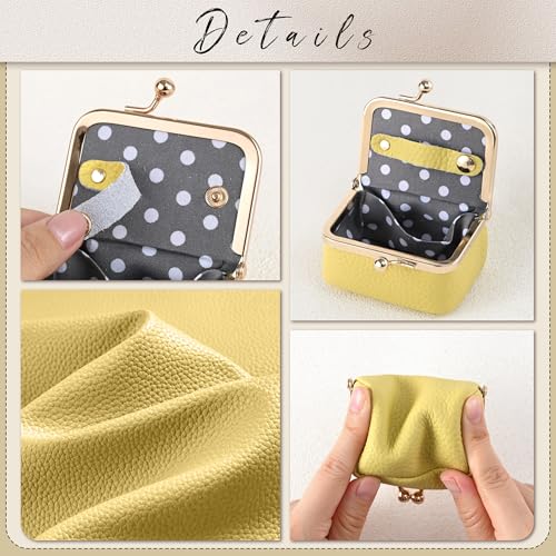 Zivyes Mini Jewelry Box Travel Small Coin Purse Organizer Case Genuine Leather Tiny Size (B-yellow) - color: B-Yellow-Standard