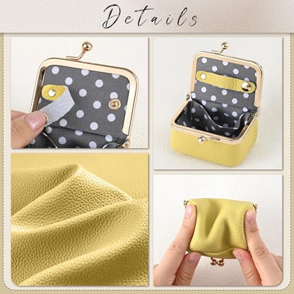 Zivyes Mini Jewelry Box Travel Small Coin Purse Organizer Case Genuine Leather Tiny Size (B-yellow) - color: B-Yellow-Standard
