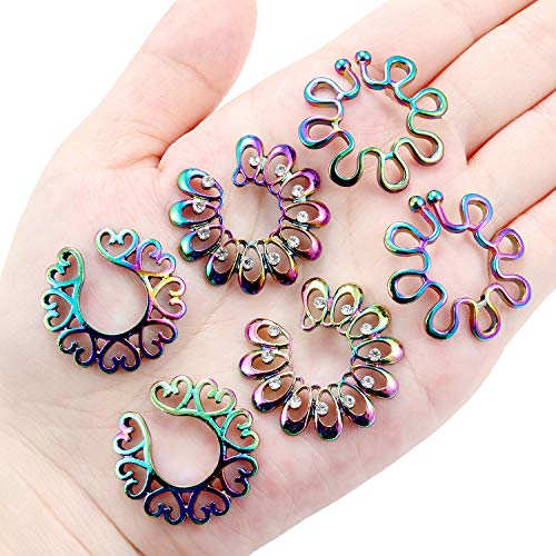 Hearts/Crystal Tribal Floral/Flower Clip On Non Piercing Nipplerings Women Stainless Steel Fake Nipple Rings Piercing Jewelry 3 Pairs