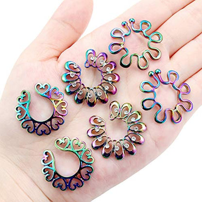 Hearts/Crystal Tribal Floral/Flower Clip On Non Piercing Nipplerings Women Stainless Steel Fake Nipple Rings Piercing Jewelry 3 Pairs