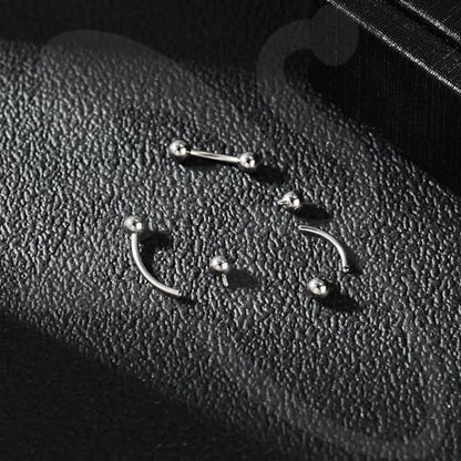 ZS 10Pcs 16G/18G Spike Eyebrow Piercing Jewelry, Internal Thread Curved Barbell Vertical Labret Lip Rings, Spike Tragus Helix Earrings Rook Nose Bridge Rings - color: A:curved barbell, size: 18g,L:6mm