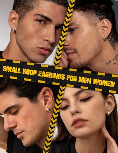 Jstyle Small Hoop Earring for Men Women Hypoallergenic Huggie Hoop Earrings | 316L Stainless Steel Earrings for Men, Non Tarnish Lightweight Sleeper Earrings, Mens Jewelry Gift, 18G, 9MM Inner Diameter - color: White
