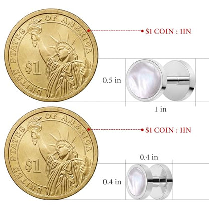 HAWSON Fashion Mother-of-Pearl Tuxedo Shirt Button and Cufflink Set, Specially Designed for Wedding Business - color: Mother of pearl & onxy