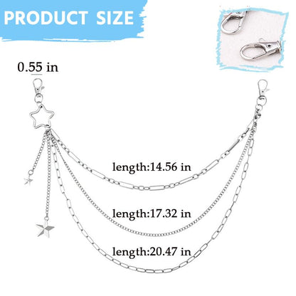 Goth Pants Chain Charms for Women Men Punk Layered Jean Chains Gothic Y2k Pocket Chain for Women Hip Hop Waist Chains - color: Star3