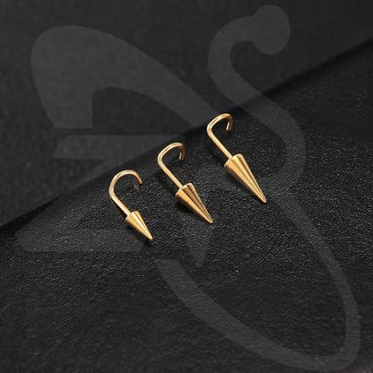 ZS 20G Spike Nose Rings Studs, 18G Stainless Steel Spike Stud Earrings, 16G Septum Lip Rings Cartilage Tragus Helix Piercing for Women Men - color: 12pcs 20g nose screw studs(gold+silver)