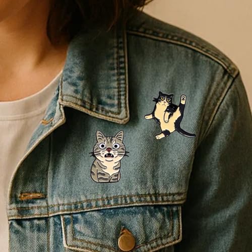 16 pcs Funny Cat Meme Pins – Unique Design & Premium Finish Soft Enamel Lapel Pins Set for Cat Lovers & Collectors