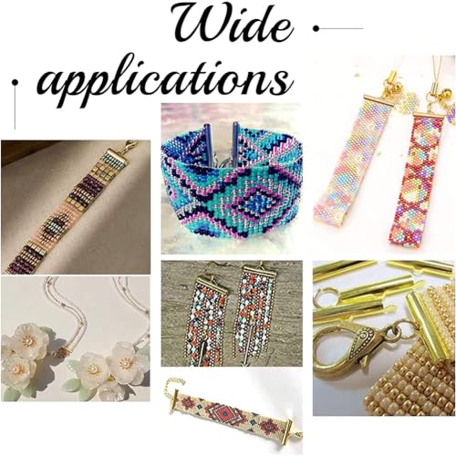 PH PandaHall 480pcs Slider End Clasps 4 Colors Beading Tubes Slider End Caps Slide Tube End Bar for Seed Beads Looms Multi-Strand Necklace Bracelet Jewelry Making (10/13 / 16/20 / 25 / 30mm)