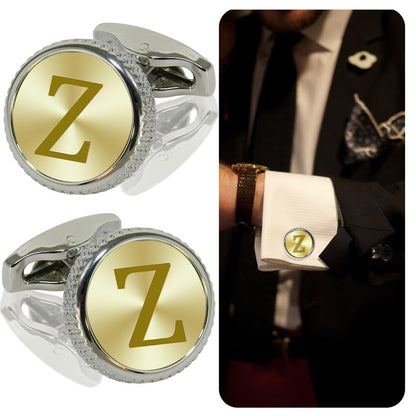 Mens Classic Stainless Steel Initial Cufflinks 26 Alphabet Letter Cufflinks Business Wedding Anniversary Birthday Tuxedo Studs Shirts A-Z (Z)