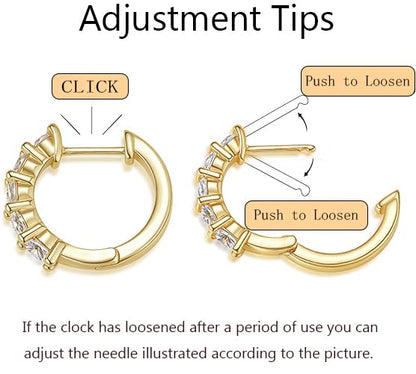 Evabelle Gold Hoop Earrings for Women 14K Real Gold Plated Cubic Zirconia Diamond Hoop Earrings Huggie Hoop Earring Women Earrings Earring for Men 925 Sterling Silver Post Hypoallergenic - color: 14K Gold Plated