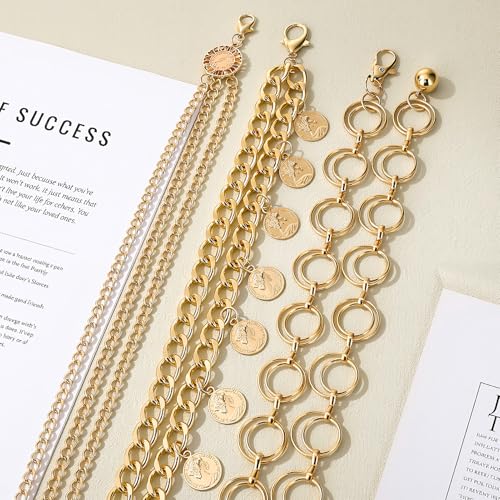 3Pcs Layered Waist Chains for Women Boho Festival Costume | Sunflower Butterfly Belts, Adjustable Fashion Accessories, Western Style, Party Hip Chain Belt - style: Fashionable Gold Retro