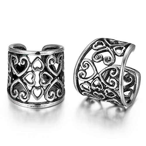 MORGAN & PAIGE .925 Sterling Silver Celtic Heart Knot Ear Cuff Earrings for Women - Rose Gold, Yellow Gold Plated or Oxidized Silver Ear Cuffs Non Piercing, Cartilage Earring Silver Ear Clips Jewelry - color: Oxidized 925 Sterling Silver - Heart, size: 1/