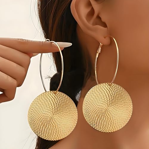Gold Dangle Earrings for Women Long Statement Drop Boho Gold Chandelier Disc Tassel Earrings Dangle for Party Wedding Trendy Jewelry Gifts - color: A3-Gold Hoop