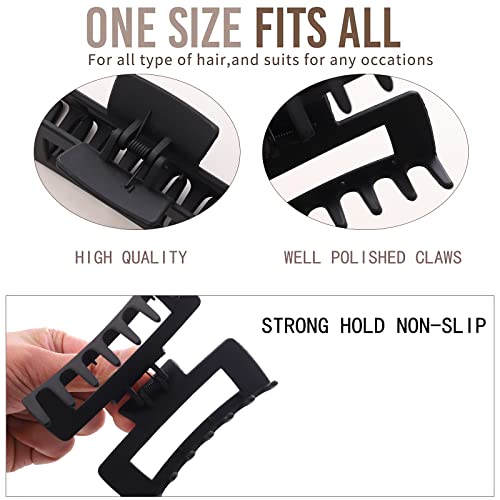 12 Pack Black Square Claw Clips, Big and Small Neutral Rectangle Hair Claw, Non-slip Matte Large Hair Clips for Women,Strong Hold jaw clip for Thick Thin Hair - color: Mixed Black