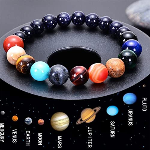 ONLYJUMP Planet Bracelet Solar System Universe Galaxy Bracelet Handmade Natural Stone Bead Bracelet String Adjustable Astronomy Gifts Bangle for Women Men - color: Night Sky Planet