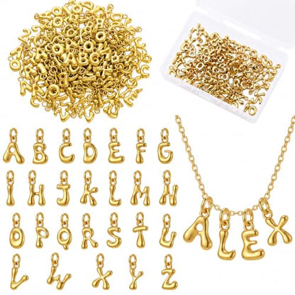 Tondiamo Gold Bubbled Charm for Jewelry Making Gold Letter Charm A- Z Alphabet Pendant Letters 3D Bubble Glitter Trendy Chunky Initial Alphabet for Women DIY Craft Bracelet Necklace - style: Style C