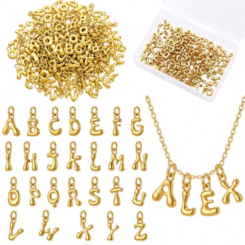 Tondiamo Gold Bubbled Charm for Jewelry Making Gold Letter Charm A- Z Alphabet Pendant Letters 3D Bubble Glitter Trendy Chunky Initial Alphabet for Women DIY Craft Bracelet Necklace - style: Style C
