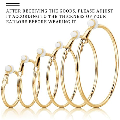 Sumind Clip on Hoop Earrings Hoop Gold Earrings Non Piercing Earrings Set for Women - color: Gold Color