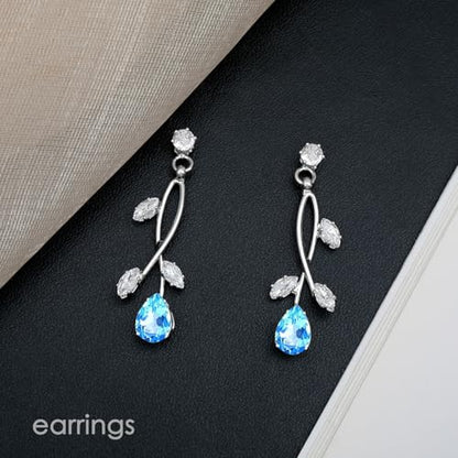 CSY Elegant Bridal Jewelry Sets Clear Cubic Zirconia Wedding Necklace Earrings Bracelet Set for Birdes Bridesmaids CZ Prom Jewelry - color: Sky Blue-Necklace Earrings Bracelet