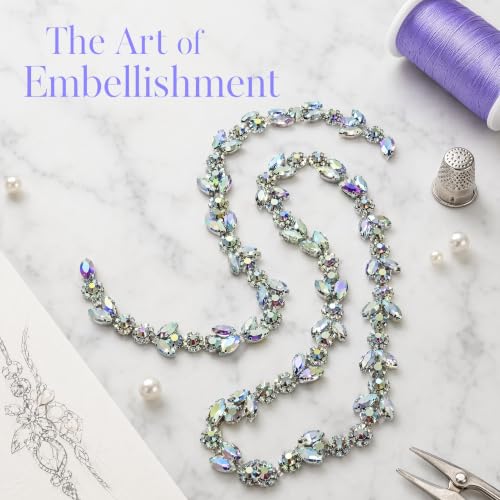 3FT Heavy Duty Crystal Rhinestone Trim Chain with Yarn Scissors, Sew-On Bling Appliqué for Wedding Bridal Dress, DIY Jewelry & Clothing Accessories (Iridescent) - color: iridescent