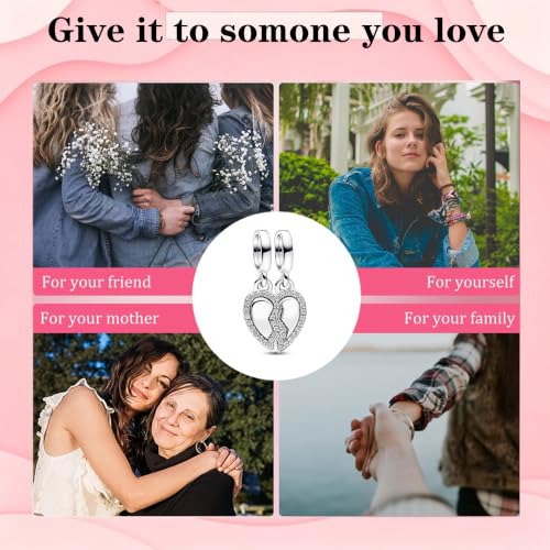 925 Sterling Silver Charms Pendants Mom Heart Dog koi fish Sea Turtle Football Charms for bracelet Pendants Beads Mom Sister Wife Family, Friends, Birthday gifts - style: 2-in-1 Heart Pendant