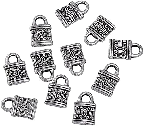 RUBYCA 30PCS Charm Pendant Chinese Lock Tibetan Metal Beads Silver Color Jewelry Making Bracelet DIY - color: Chinese Lock, size: 30 PCS