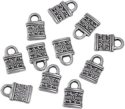 RUBYCA 30PCS Charm Pendant Chinese Lock Tibetan Metal Beads Silver Color Jewelry Making Bracelet DIY - color: Chinese Lock, size: 30 PCS