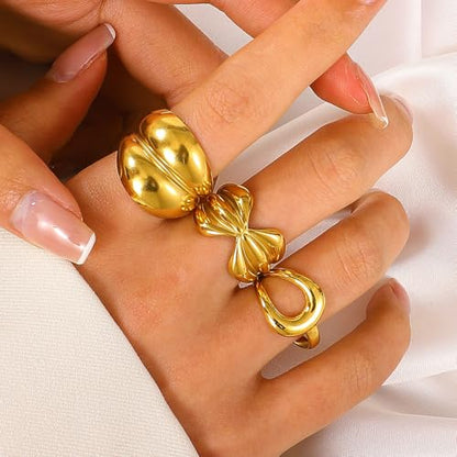 17PCS Silver Knuckle Rings for Women Stainless Steel Rings Set Midi Stackable Rings Simple Smooth Finger Rings Silver Adjustable Rings Jewelry Gift - color: 3pcs/Gold