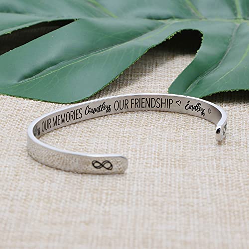JoycuFF Friendship Gift for Women Inspirational Birthday Cuff Bracelet for Friends Handmade Stainless Steel Jewelry for Bff Bracelets Graduation Gift for Her