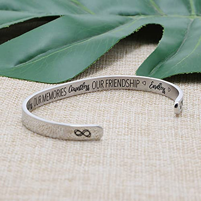 JoycuFF Friendship Gift for Women Inspirational Birthday Cuff Bracelet for Friends Handmade Stainless Steel Jewelry for Bff Bracelets Graduation Gift for Her