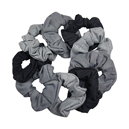 9 Pack Scrunchies Hair Ties (Greys) - color: Greys