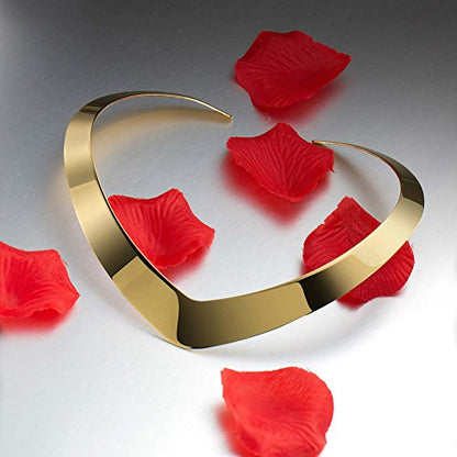 High Polished Stainless Steel Necklace Love Choker Heart Shape Women Statement Jewelry - color: Gold Heart-Shaped