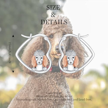 LES OSEWA Dog Animal Earrings Sterling Silver Animal Heart Hoop Dangle Earrings Cute Jewelry Gifts for Women - color: Poodle