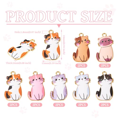 Enamel Cat Charms Alloy Enamel Pendants Cute Animal Pendants Lovely Cute Kitty Charm for Bracelet DIY Necklace Earrings Keychain Dangle Craft Jewelry Making - style: Cute Cat