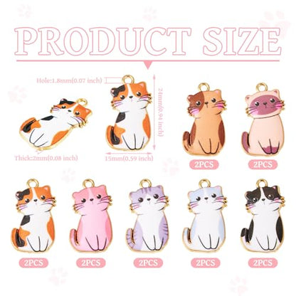 Enamel Cat Charms Alloy Enamel Pendants Cute Animal Pendants Lovely Cute Kitty Charm for Bracelet DIY Necklace Earrings Keychain Dangle Craft Jewelry Making - style: Cute Cat