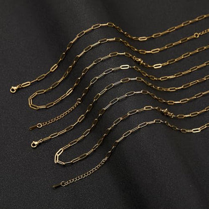 YOUBEIYEE 10 Pack Gold Stainless Steel Paperclip Chain Necklace | for Jewelry Making Paper Clip Necklace Bulk - color: Gold, size: 18inch (3.5x10mm)