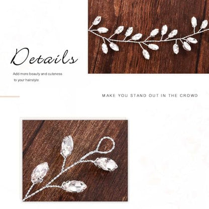 Asooll Wedding Hair Accessories Silver Bridal Hair Piece Rhinestone Hair Vine for Women