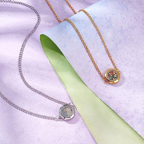UNICRAFTALE 2Pc 2 Colors Glass Photo Charms Round Floating Lockets Connector Charms 17.5mm Inner Diameter Memory Locket Links Titanium Steel Pendants Bridal Wedding Bouquet Charms for Jewelry Making