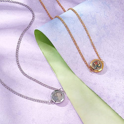 UNICRAFTALE 2Pc 2 Colors Glass Photo Charms Round Floating Lockets Connector Charms 17.5mm Inner Diameter Memory Locket Links Titanium Steel Pendants Bridal Wedding Bouquet Charms for Jewelry Making