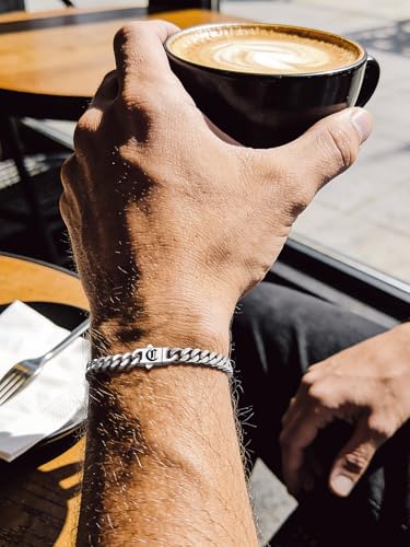 Bandmax Mens Hip Hop Cuban Link Bracelets 5/7/9/12MM Stainless Steel Miami Curb Chain Bracelet Silver/Gold Plated/Black Wristlet Chains for Men 7"-9" - color: 16 7MM Steel-Custom