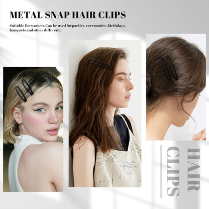 16 PCS Snap Hair Clips Metal Barrettes for Women Non Slip Barrettes for Thick and Thin Fine Hair,Matte Black,2.36 x 0.43 Inches. - color: Matte Black