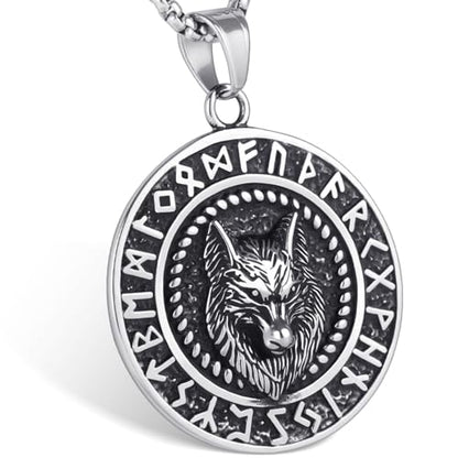 Stainless Steel Gothic Y2K Punk Rock Emo Biker Pendant Necklace | Cosplay Vintage Viking Alt Edgy Fashion Charm Necklace Jewelry for Men Women Active Daily Wear - style: Viking Wolf Head Medallion