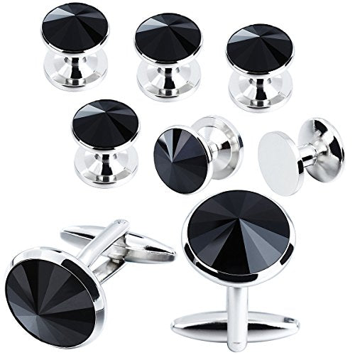 Cufflinks for Men with 4/6 pcs Shirt Studs Set, Gift Box Packed, Mens Jewelry or Accessories for Wedding, Party, Anniversary, Birthday
