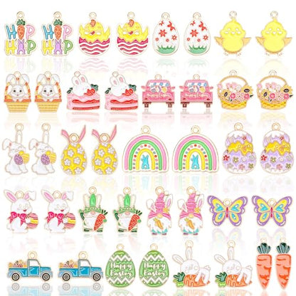 MARFOREVER 40 Pcs/20 Pairs Easter Charms for Jewelry Making Spring Charms | Assorted Easter Egg Bunny Rabbit Enamel Charm Pendants, Bracelet Necklace Earrings Making, Easter DIY Craft Accessories - style: Easter