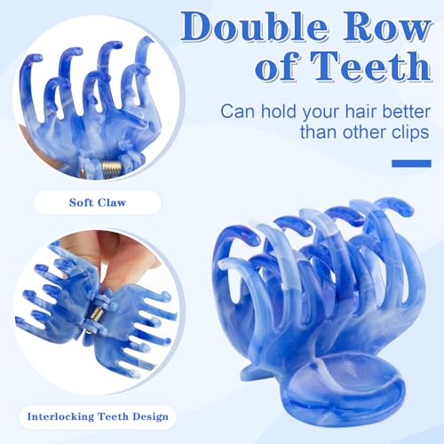8PCS Claw Clips for Thin Hair Women, 1.6" Small Hair Claw Clips | Marble Pattern Hair Claw Clips for Fine Thick Hair Strong Hold Double Row Teeth Hair Clips Cute Jaw Clamps - color: Multicolor