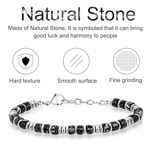 SIUMAL Mens Bracelet, Boho Stainless Steel Bracelets for Men, Beaded Bracelets, Jewelry Gifts for Husband, Father, Friends - color: Camouflage Black