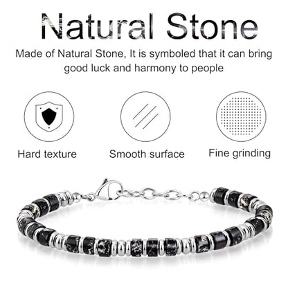 SIUMAL Mens Bracelet, Boho Stainless Steel Bracelets for Men, Beaded Bracelets, Jewelry Gifts for Husband, Father, Friends - color: Camouflage Black