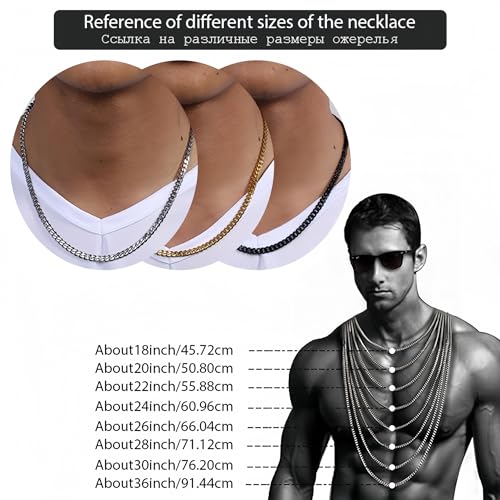 ROWIN&CO Miami Cuban Link Chain for Men 15mm Silver Stainless Steel Curb Necklace, Hip Hop Jewelry, Durable & Anti-Tarnish Mens Chain 18" 20" 22" 30" Inch, Pops Gifts For Fathers Boyfriends, Sons - size: 35 inch