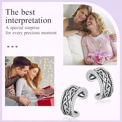 Birthday Gifts 925 Sterling Silver Ear Cuff Non Pierced Fake Cartilage Cuffs Huggie Earrings for Women Girls - Set of 2 - style: Oxidation Celtic