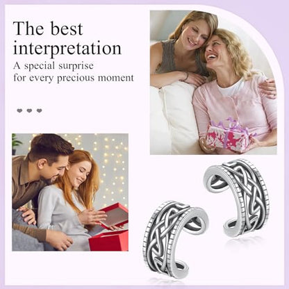 Birthday Gifts 925 Sterling Silver Ear Cuff Non Pierced Fake Cartilage Cuffs Huggie Earrings for Women Girls - Set of 2 - style: Oxidation Celtic